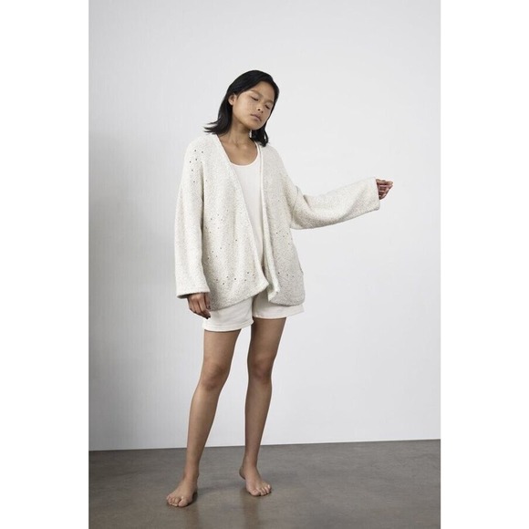Wol Hide Sweaters - Wol Hide Loose Cardigan Celery Cream Medium Cotton Knit